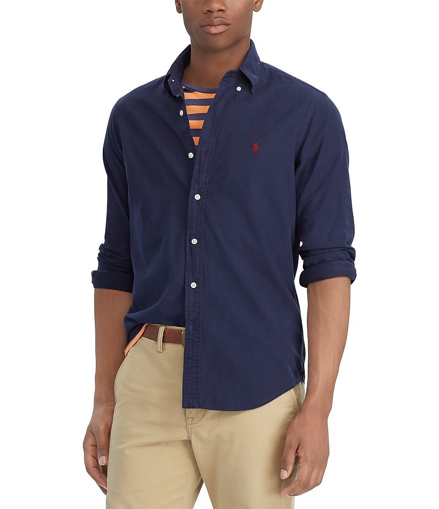 Polo Ralph Lauren Big & Tall Solid Garment-Dye Oxford Long-Sleeve Woven Shirt
