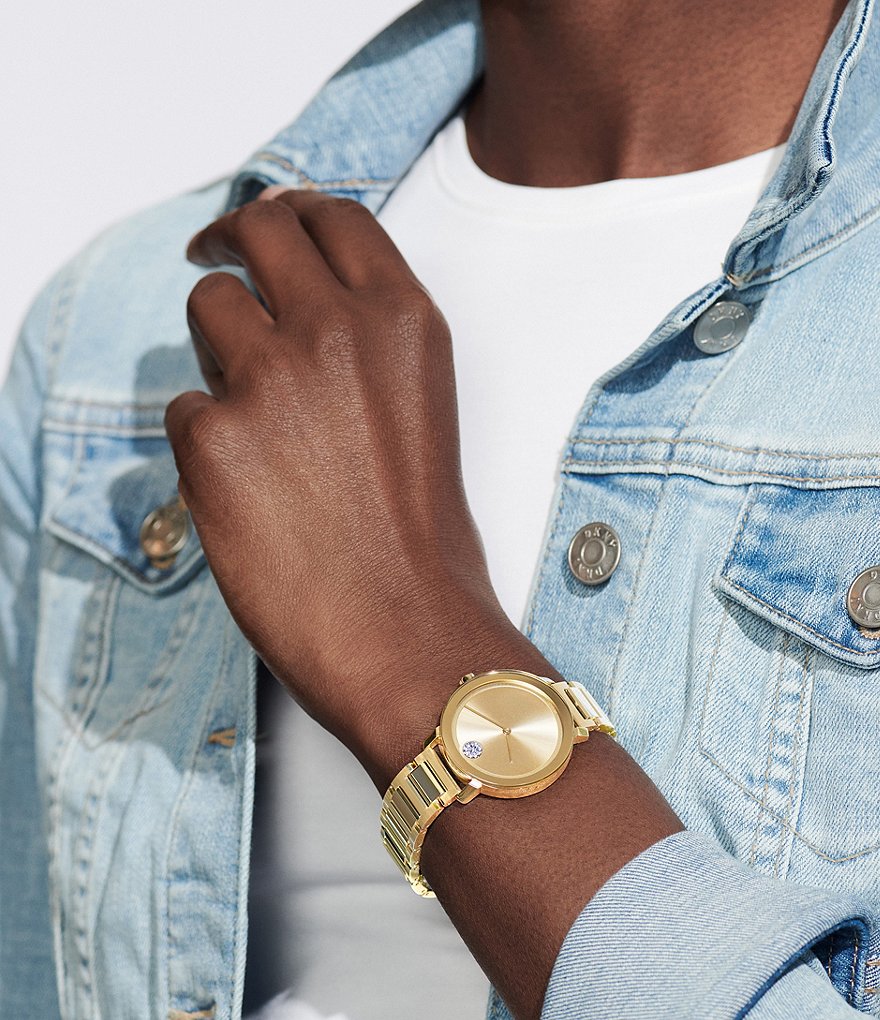 Movado Bold Evolution Swiss Quartz Analog Pale Gold Bracelet Watch