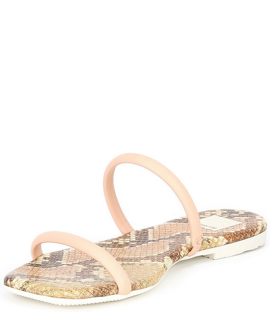 Dolce Vita Lester Banded Snake Print Square Toe Slide Sandals