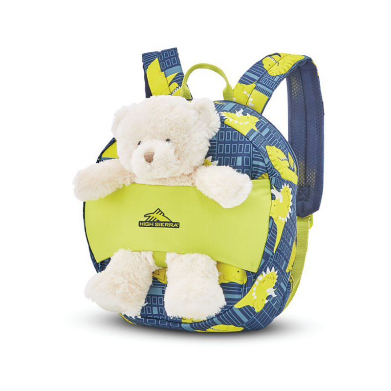 High Sierra Teddy Buddy 2 Piece Luggage Set with Wheels on Hard Rolling Suitcase & Carry Backpack Bag for Boy or Girl Toddler Kids Travel, Blue