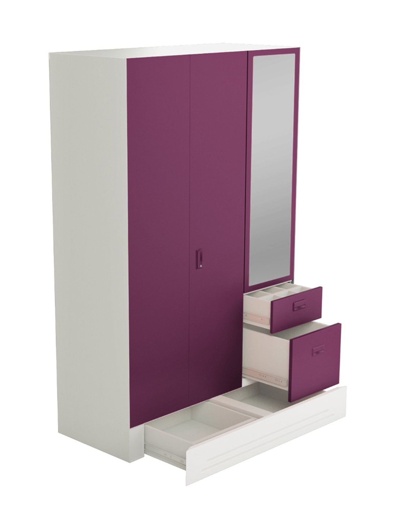 Godrej Interio Slimline Blend 3-Door Almirah, Textured Purple (1-Year Warranty, 1 Locker, 3 Drawers)