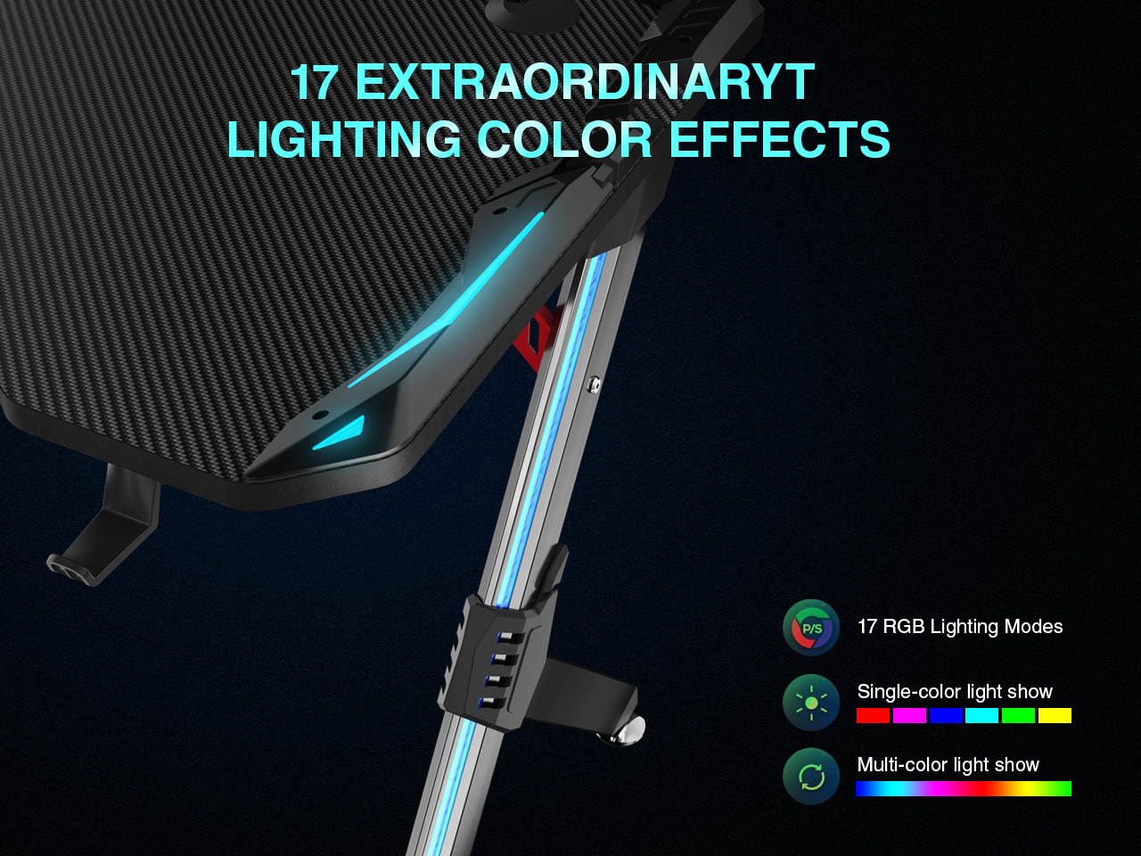 ESGAMING 47.3 Inch RGB light Gaming Computer Desk with 2.0mm Thickness Aluminum Legs 120x60cm(47.3x24inch)