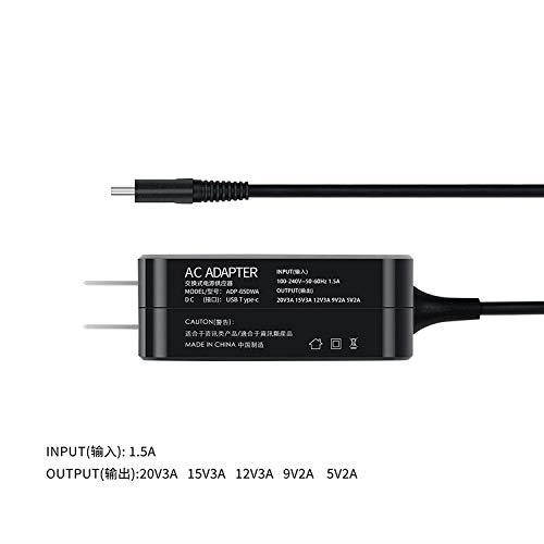 SLLEA 65W USB-C AC/DC Adapter Charger for HP Notebook x2 10-P020CA 10-P020NR 10-P092MS Power