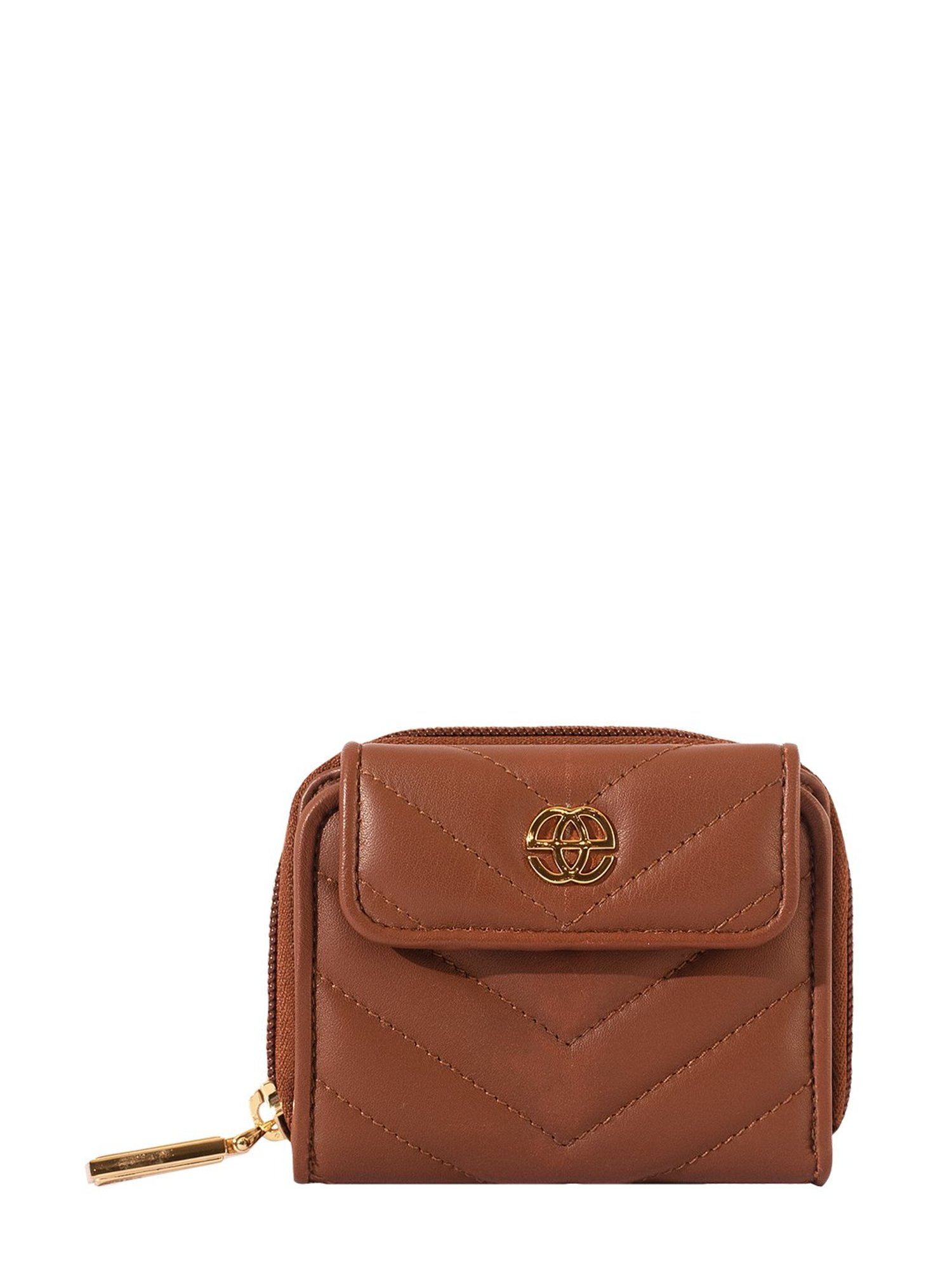 Eske Brown Quilted Zip Around Wallet for Women
