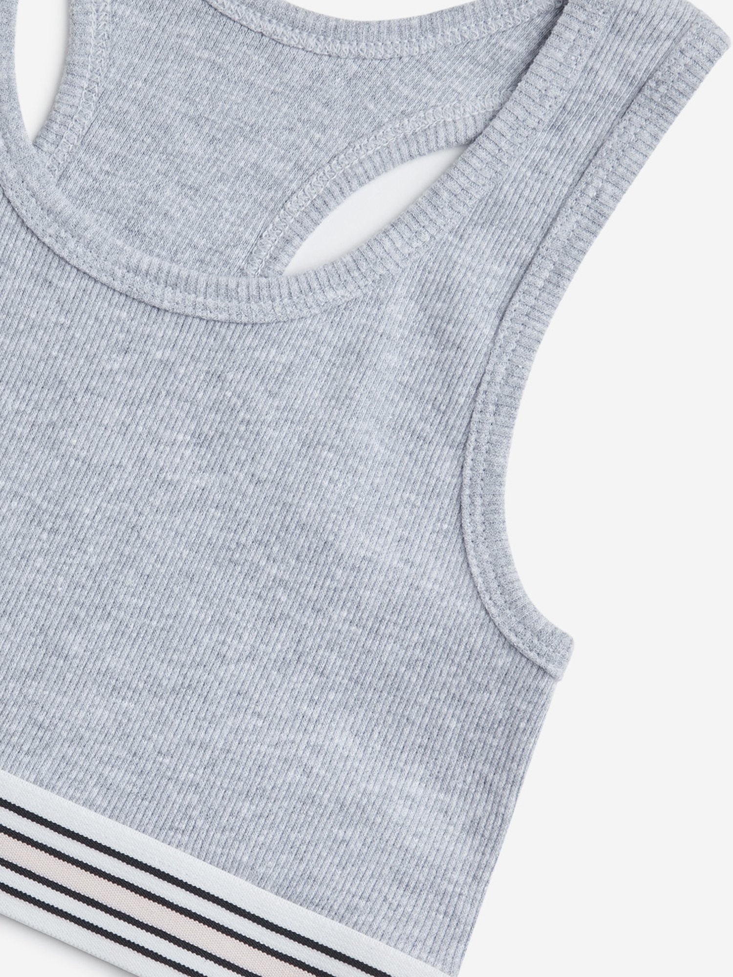 Y&F Kids by Westside Grey Ribbed Cotton Blend Crop Top