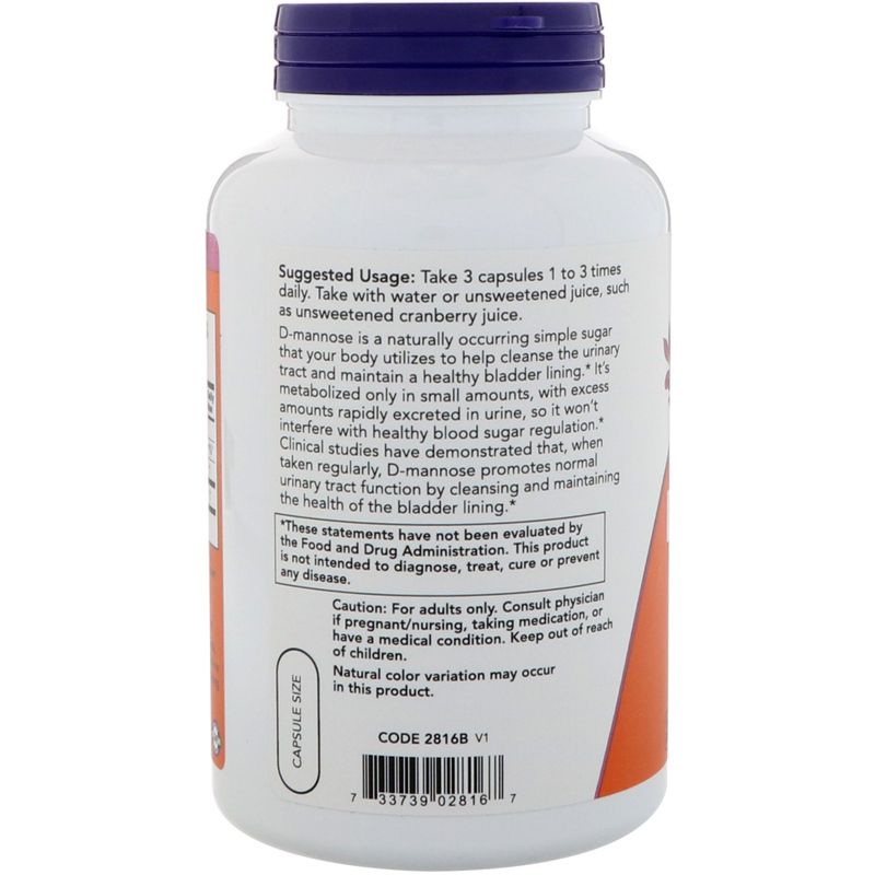 Now Foods D-Mannose, 500 mg, 240 Veg Capsules,