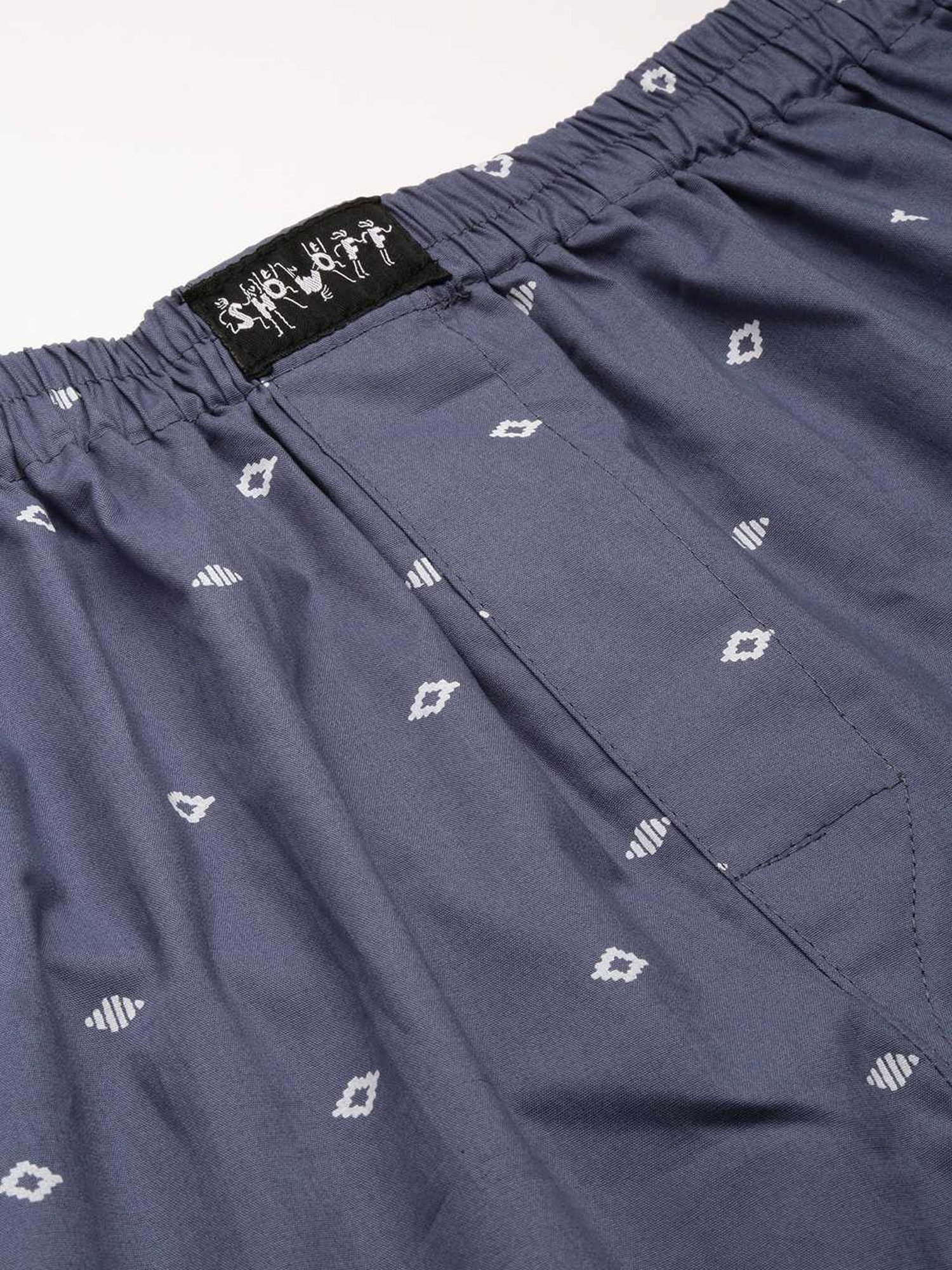 Showoff Grey Cotton Slim Fit Printed Boxers
