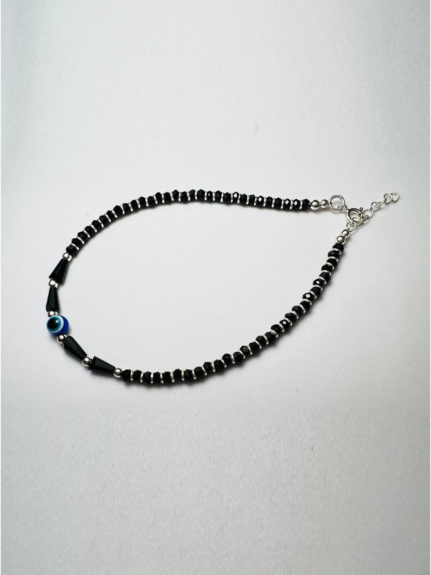 Arte Jewels 925 Sterling Silver Nazariya Evil Eye Bead Anklet for Women & Girls (Single)