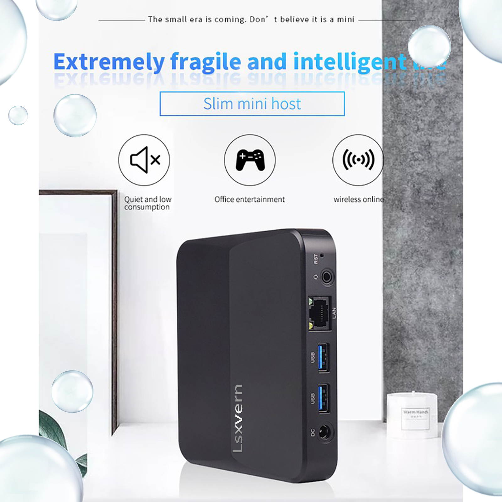 Lsxvern Mini PC, Portable Computer with Intel J4115, Intel UHD Graphics 600-605, DDR4 8GB RAM 256GB SSD, Win10, WIFI, Bluetooth