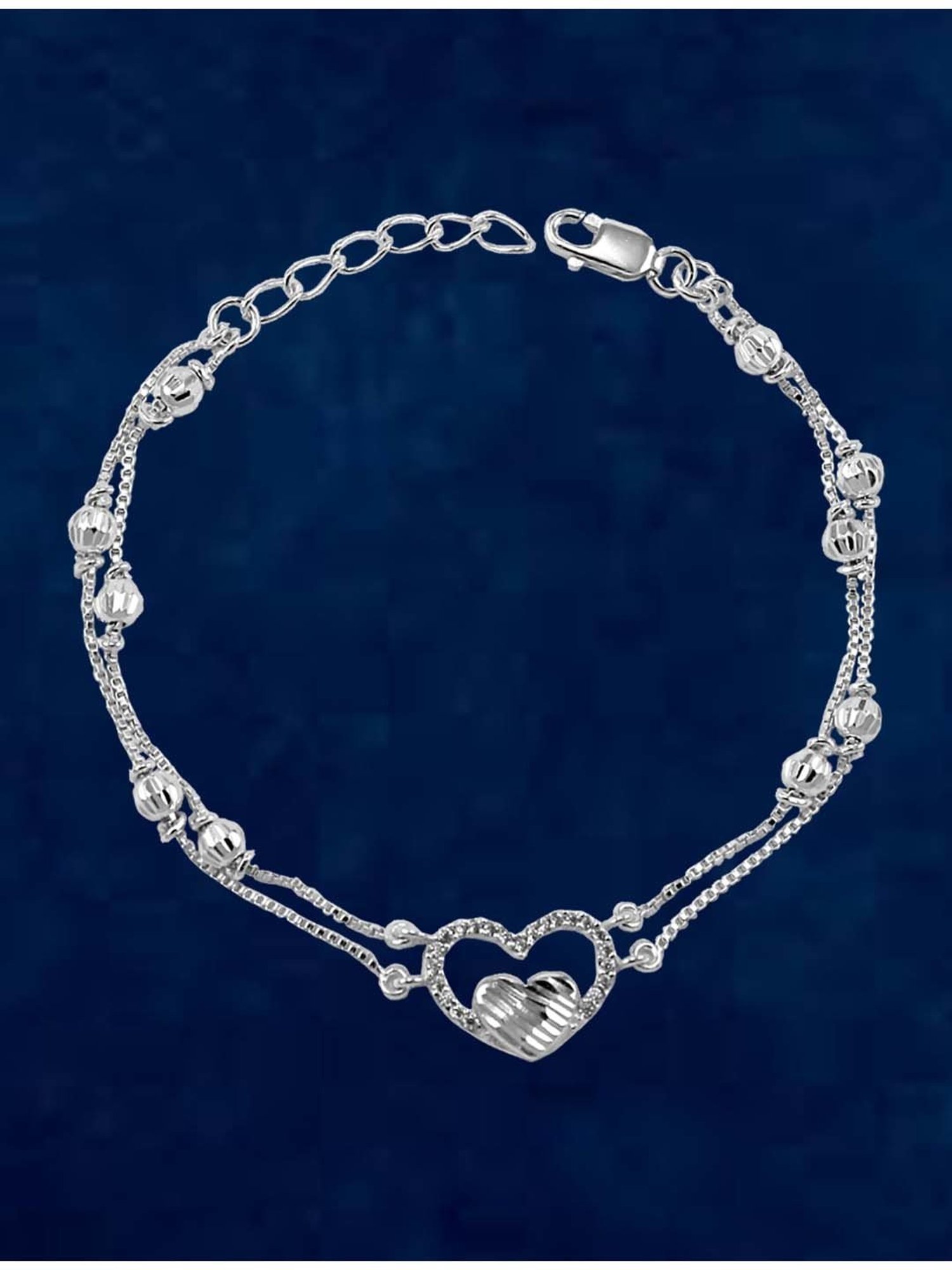 Taraash 92.5 Sterling Silver Heart Bracelet for Women