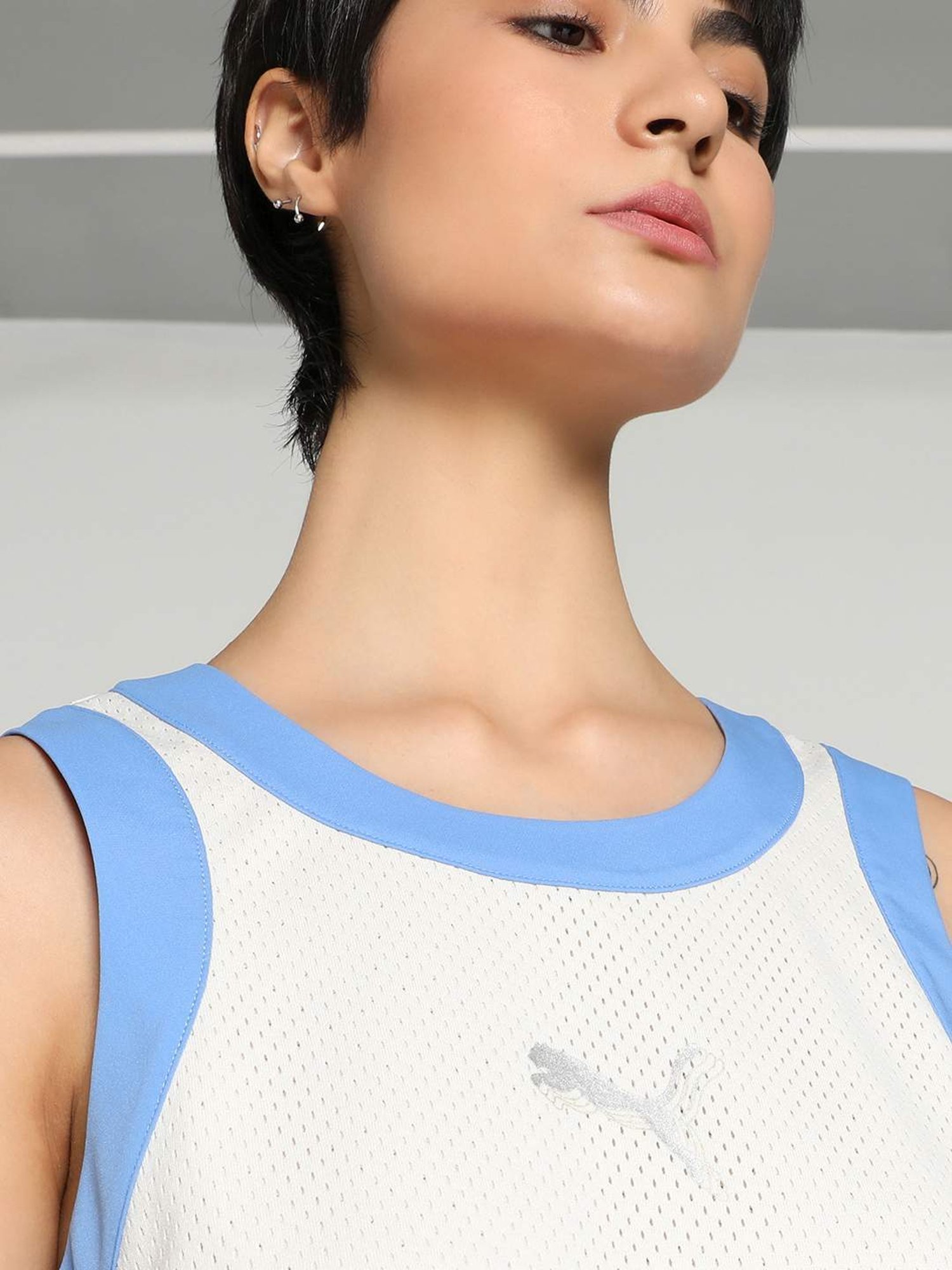 Puma White Self Pattern T-Shirt