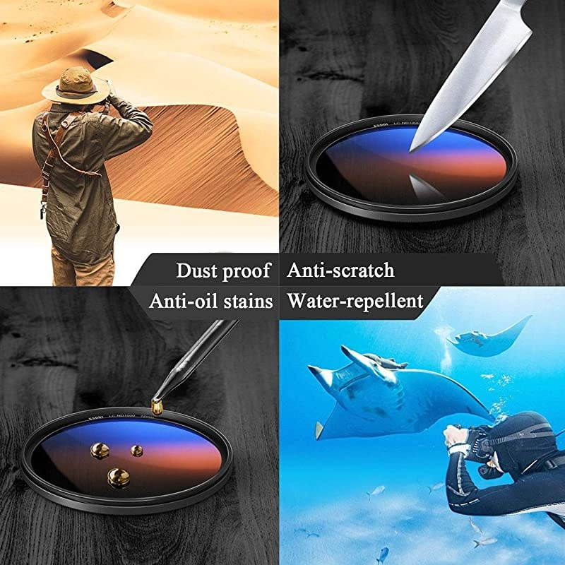 82mm ND64 Filter, 6 Stop Neutral Density Filter for Camera Lenses, 16-Layer Multi-Resistant Coated, German Optics Glass, Weather-Seal ND Filter with Lens Cloth