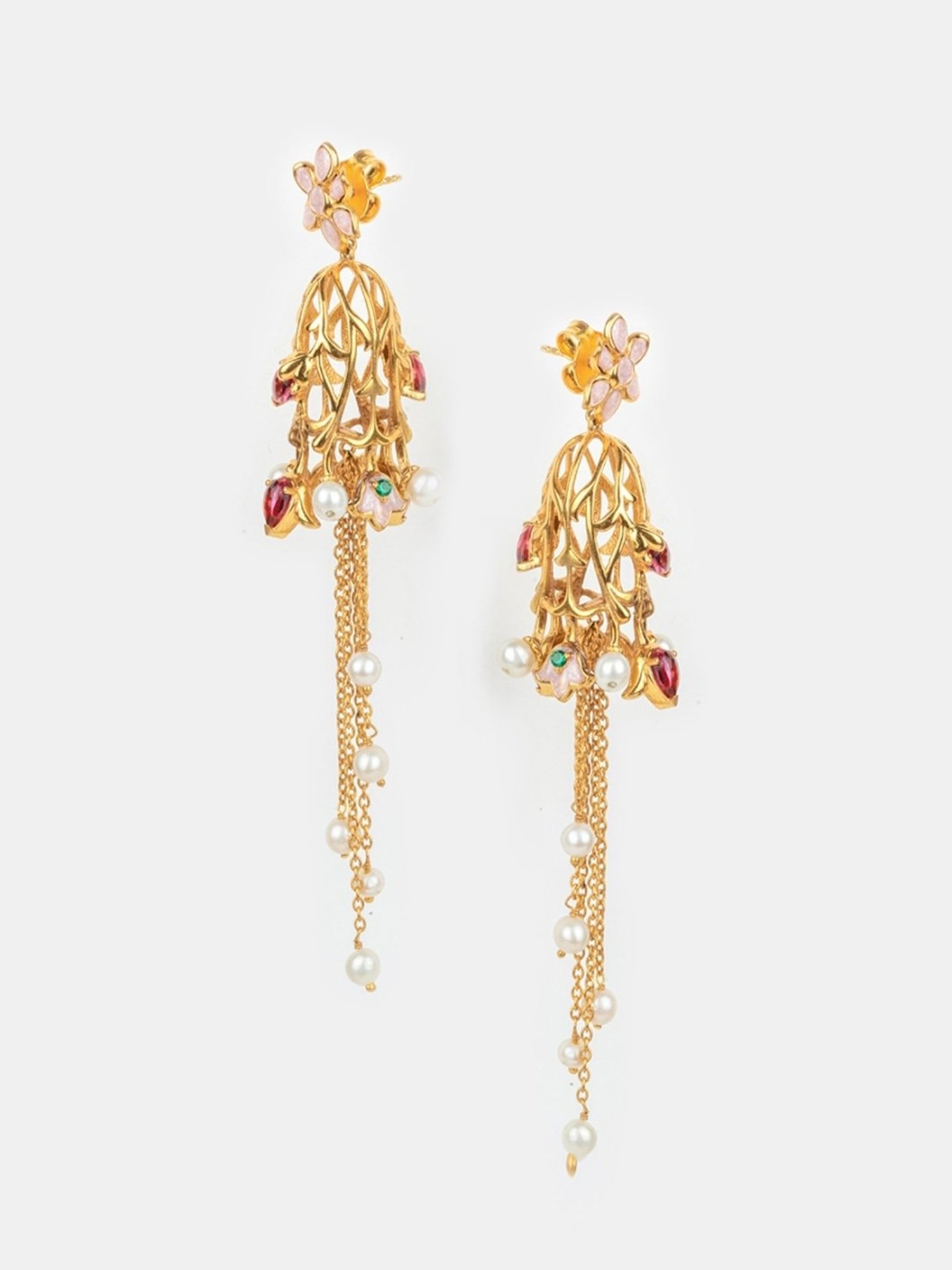 Shaya 92.5 Sterling Silver Yellow Gold Shaadi Squad Nakhrewali Aunty Jhumki Earrings for Women