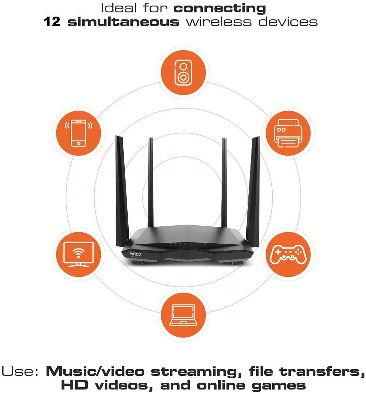 Nexxt Solutions Wireless High Speed AC1200 Dual Band Router [Nebula1200] | 1200Mbps Fast Ethernet with Signal Amplifying Antenna
