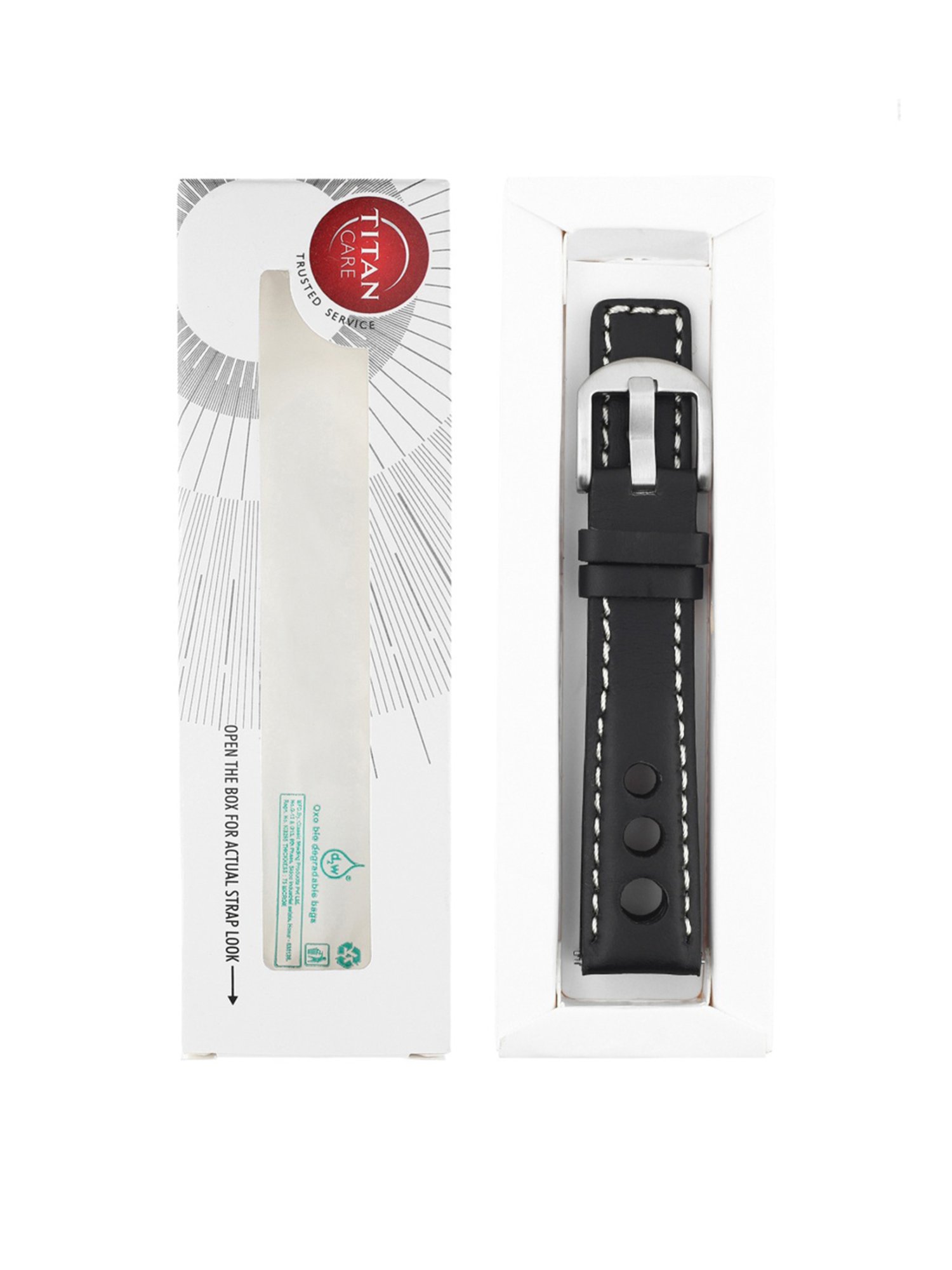 20MM BLACK Titan Genuine Leather Strap for MEN