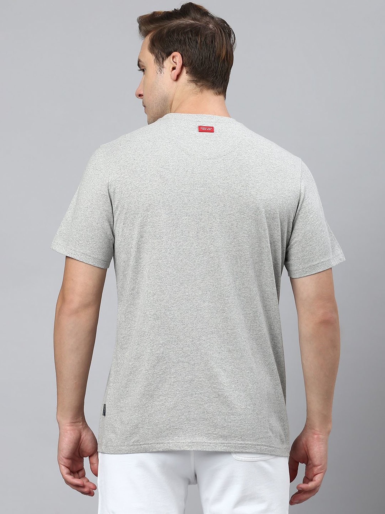 Beverly Hills Polo Club Grey Regular Fit Cotton Crew T-Shirt