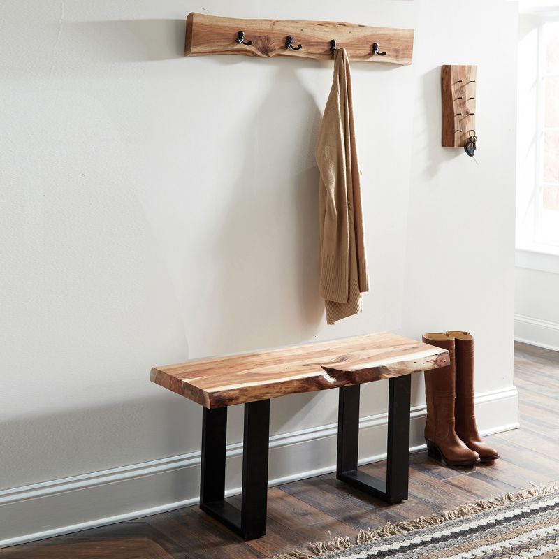 36" Alpine Live Edge Metal And Wood Coat Hooks - Alaterre Furniture
