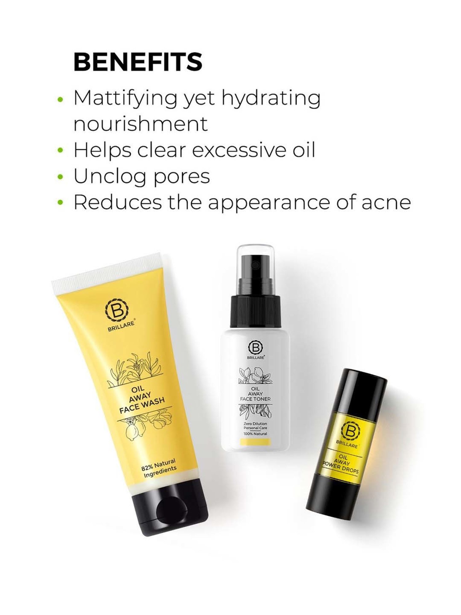 Brillare Oil Away Complete Skin Care Kit for Acne Prone Skin