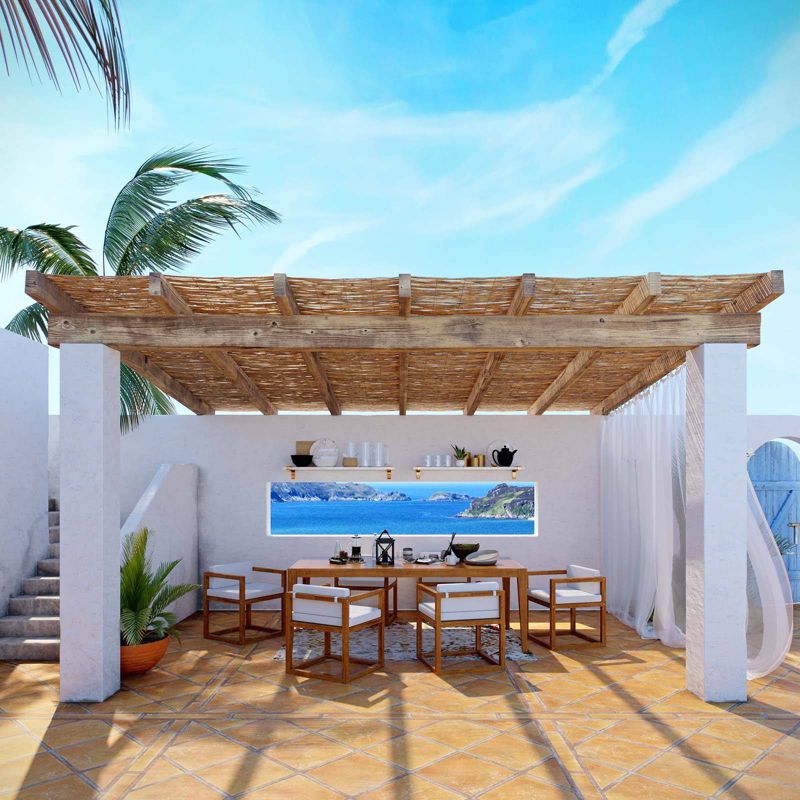 7pc Newbury Outdoor Patio Premium Grade A Teak Wood Set Natural White - Modway