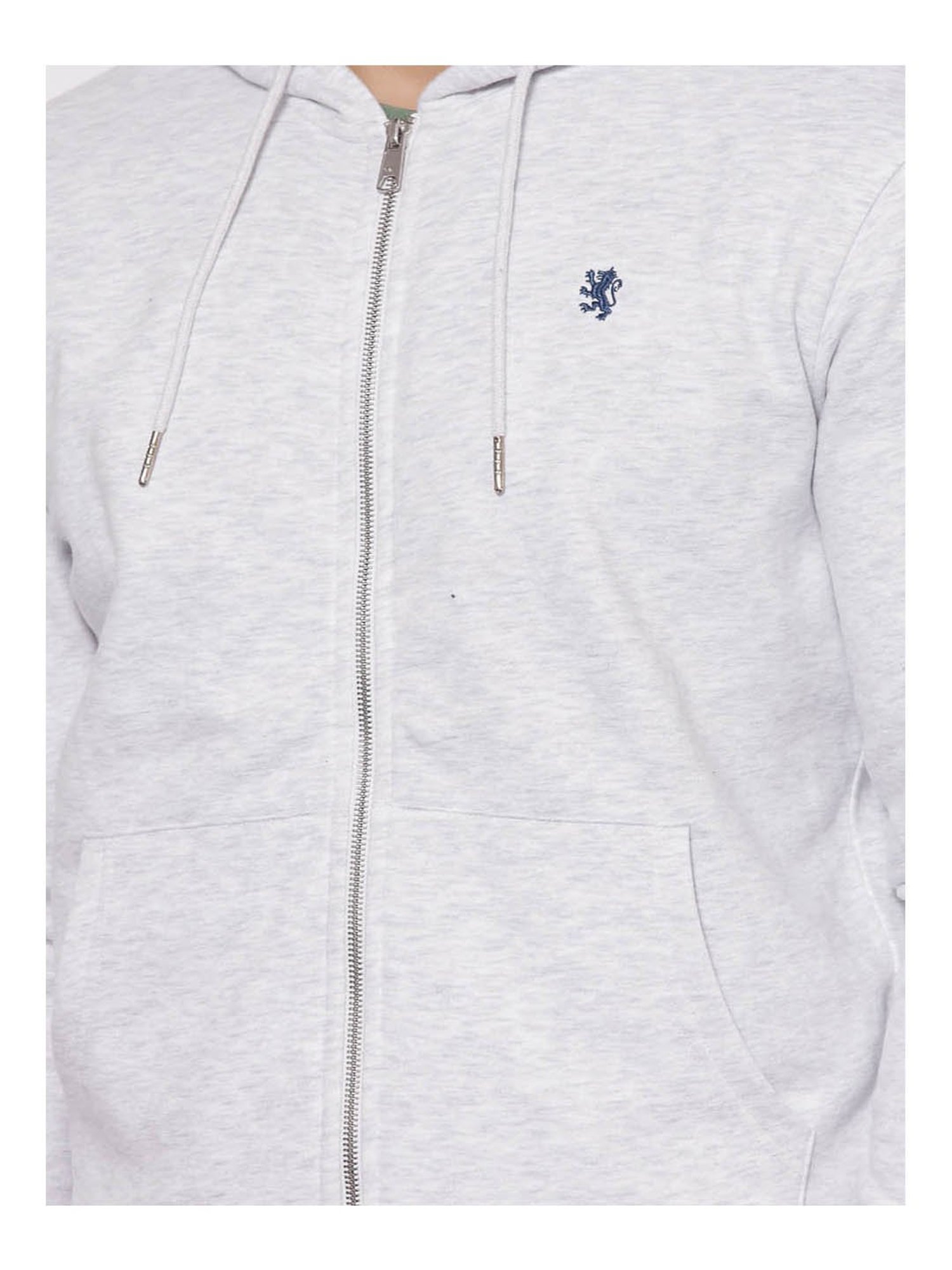Red Tape Light Grey Melange Regular Fit Hooded Sweatshirt