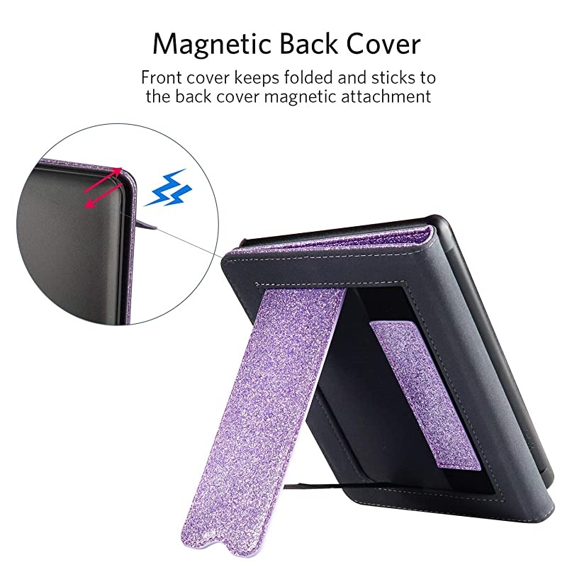 Kindle Paperwhite Case with Stand Durable PU Leather Smart Cover with Auto Sleep Wake Hand Strap Feature ONLY Fits All New Kindle Paperwhite 10th Generation 2018 ReleasedPurple Glitter