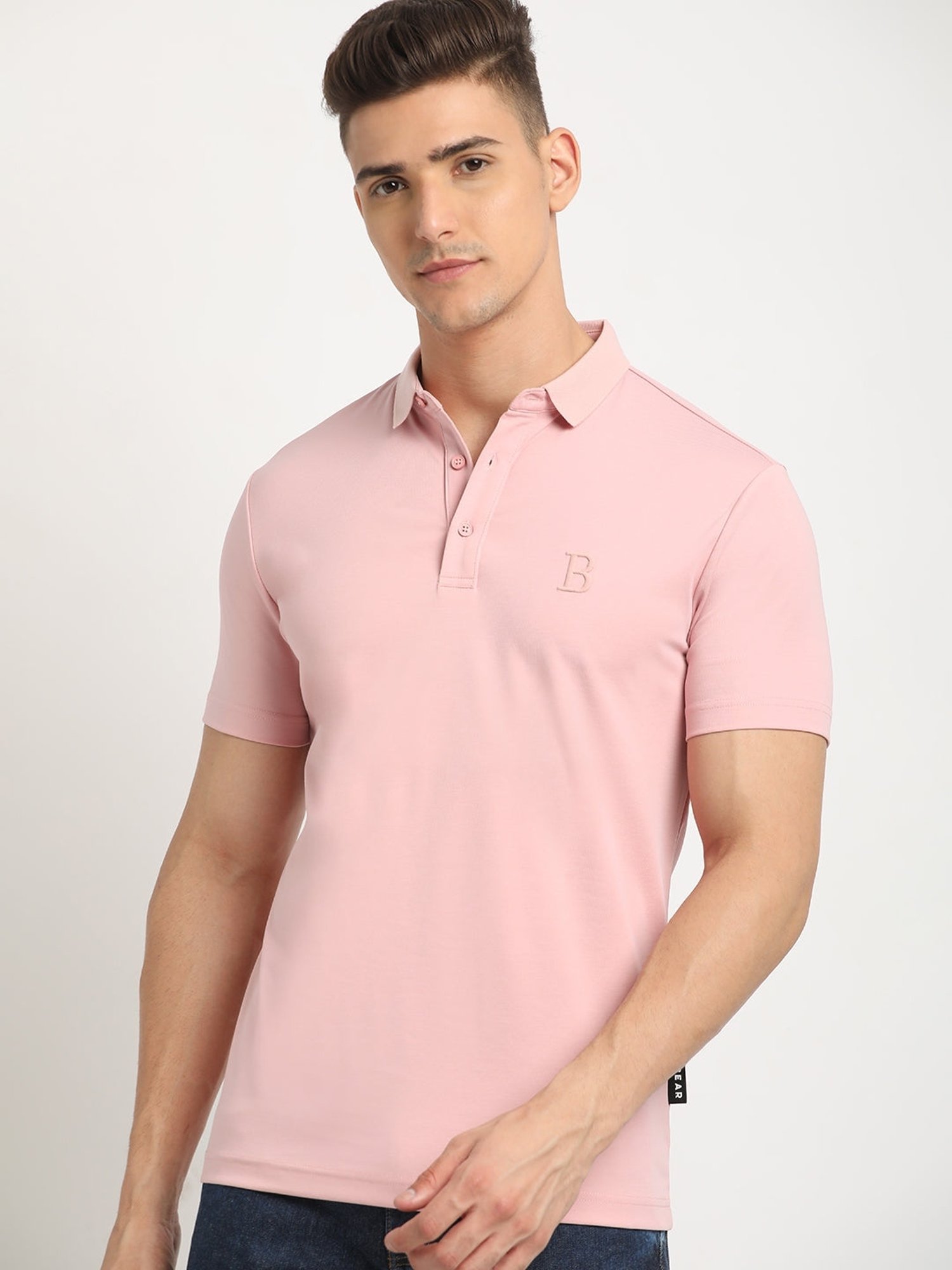 The Bear House Pink Slim Fit Polo T-Shirt