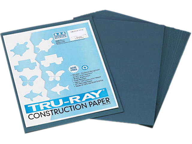 Pacon 103028 Tru-Ray Construction Paper, 76 lbs., 9 x 12, Slate, 50 Sheets/Pack