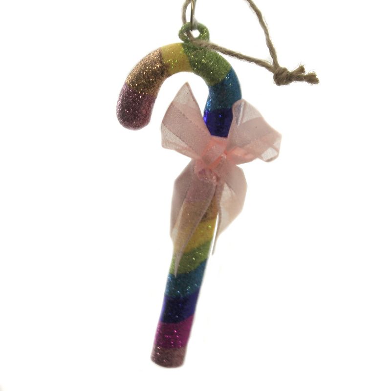 Holiday Ornaments 5.0" Candy Cane Rainbow Stripe Christmas  -  Tree Ornaments