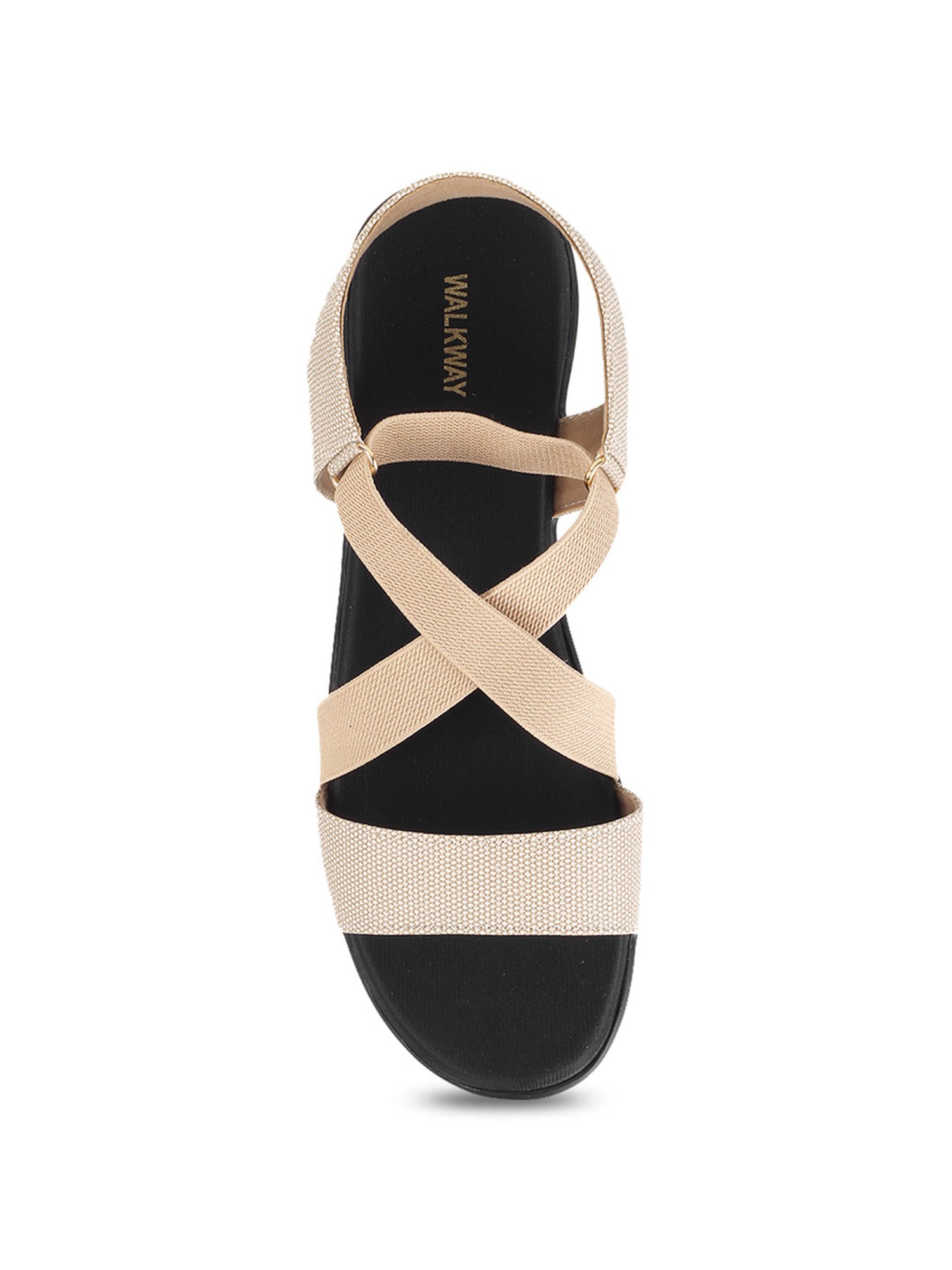 Walkway Women's Beige Cross Strap Sandals