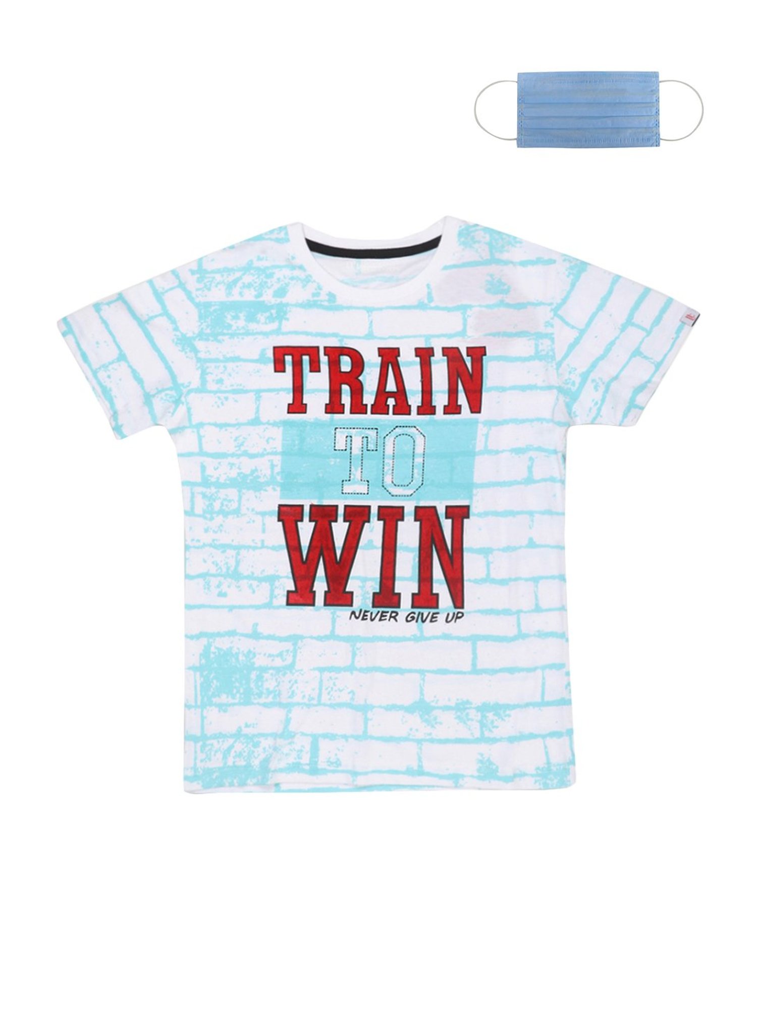 Li'l Tomatoes Kids White Cotton Printed T-Shirt & Mask