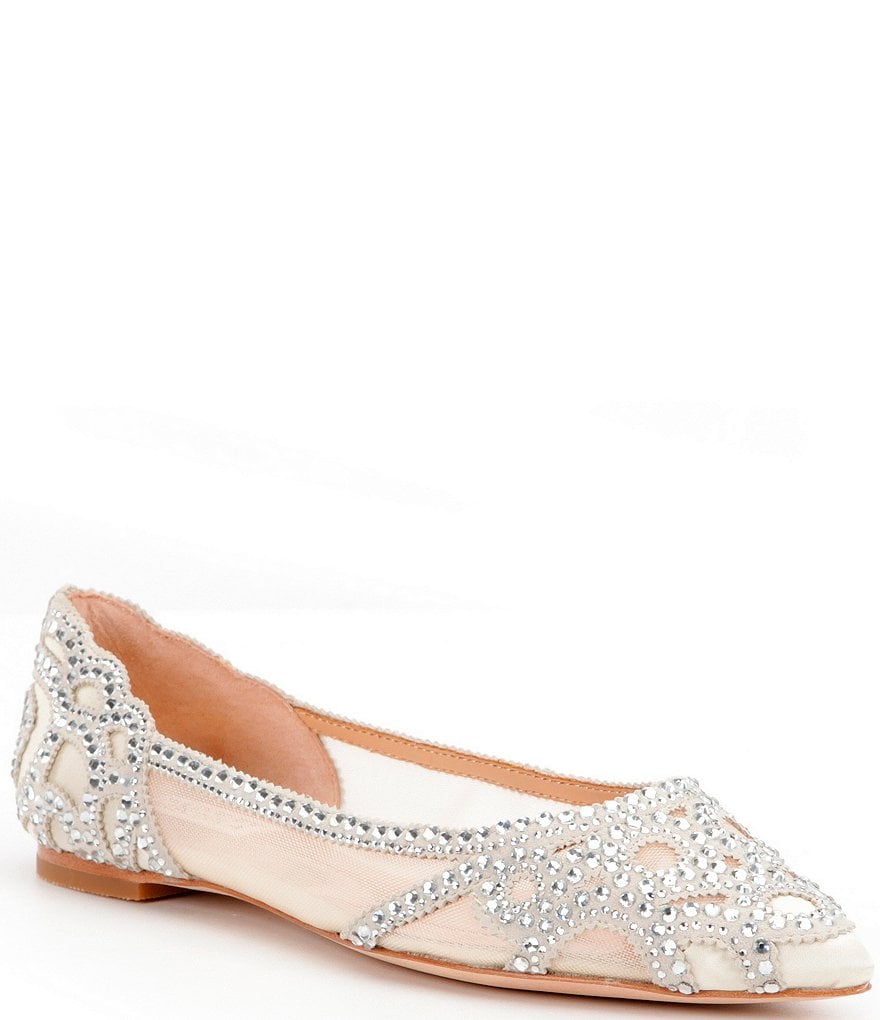 Badgley Mischka Gigi Rhinestone-Embellished Pointed-Toe Flats