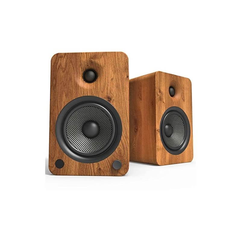 YU6 Powered Bookshelf Speakers with Bluetooth and Phono Preamp | Walnut | Pair