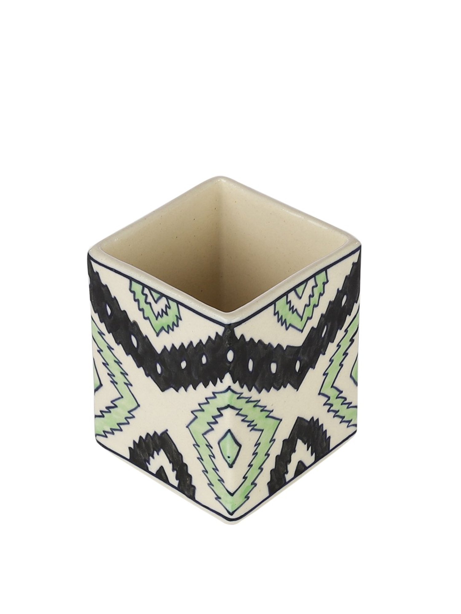 VarEesha Green Ceramic Square Cutlery Holder - Set of 1