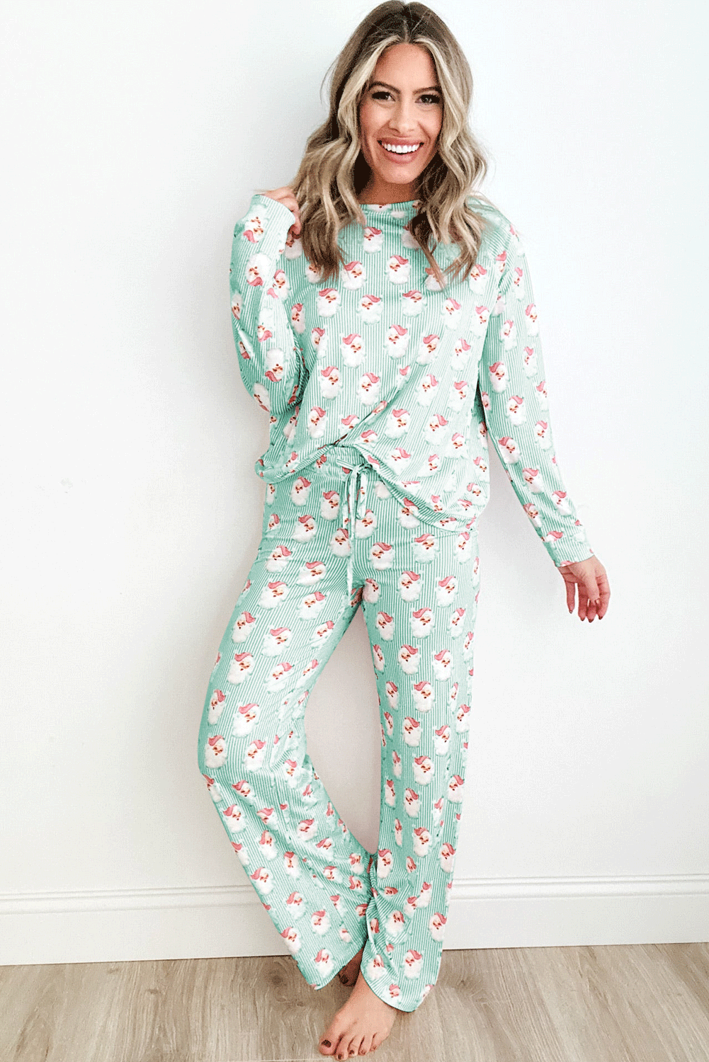 White Christmas Pullover and Drawstring Pants Pajama Set