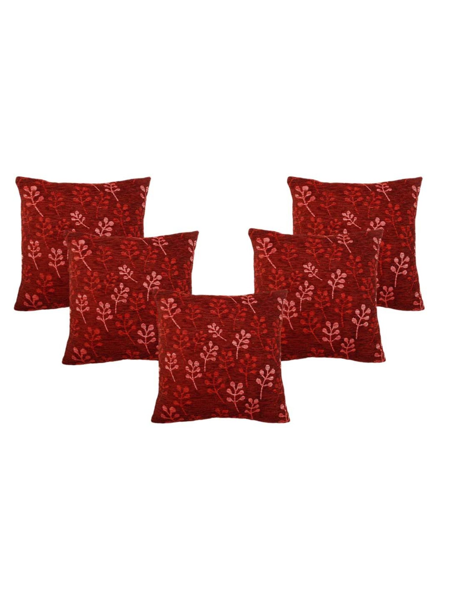 Saral Home Maroon Chenille Cushion Covers - Set of 2
