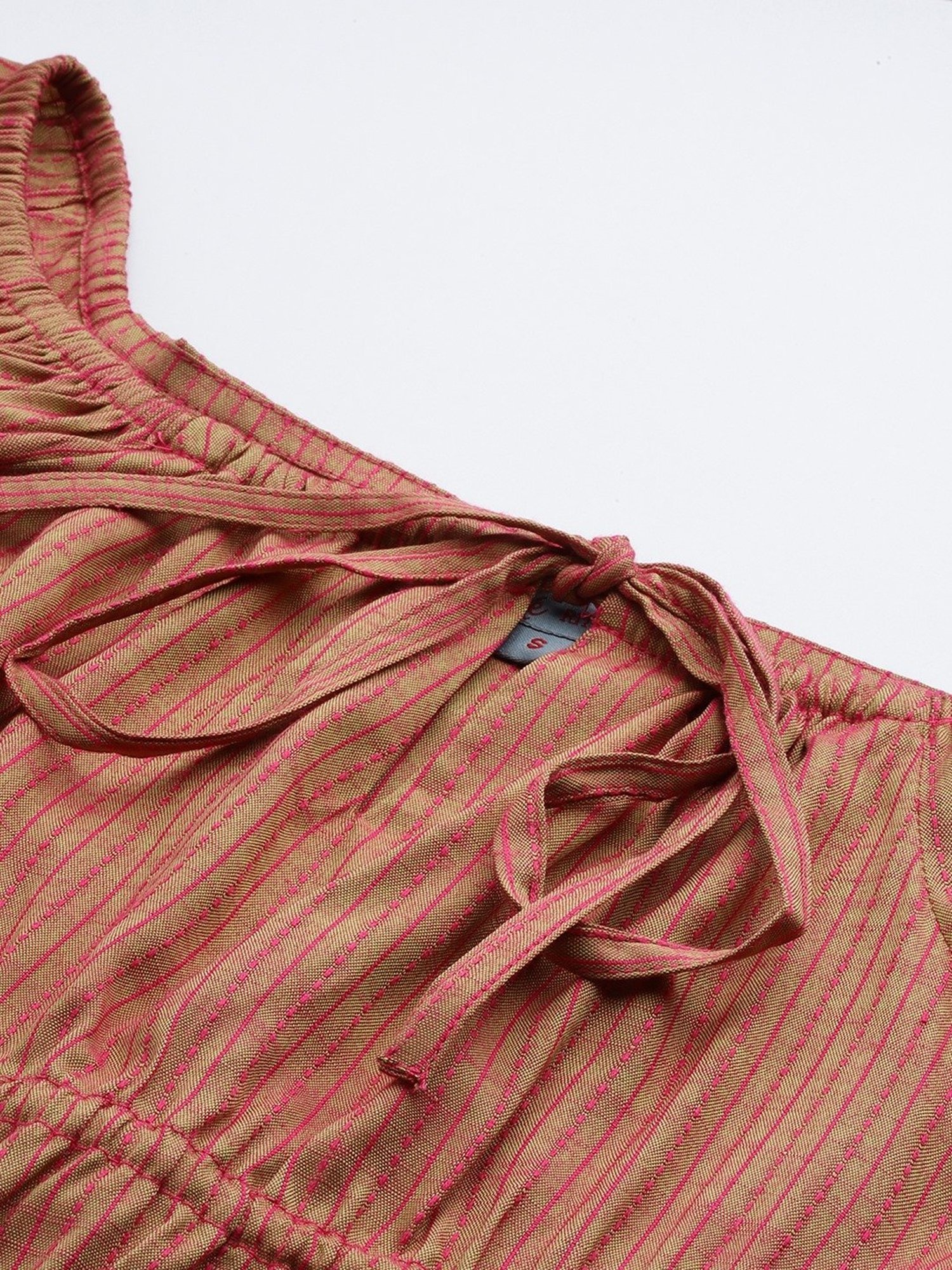 aarke Ritu Kumar Rust Printed Short Top And Skirt Co-Ord Set