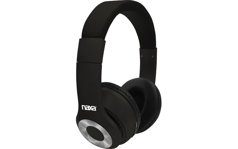 Naxa BACKSPIN Bluetooth Wireless Headphones - Stereo - Wireless - Bluetooth - 32 Ohm - 20 Hz - 20 kHz - Over-the-head - Binaural - Circumaural - Black