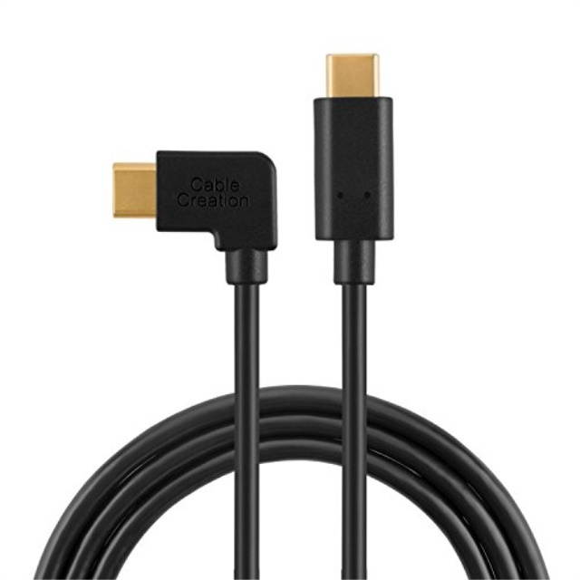 Type USB C Cable, CableCreation 6.6ft USB 2.0 Angled USB C-C Cable(3A) for Apple Macbook Pro, Chromebook Pixel, Lumia 950/950XL & More, 2M Black