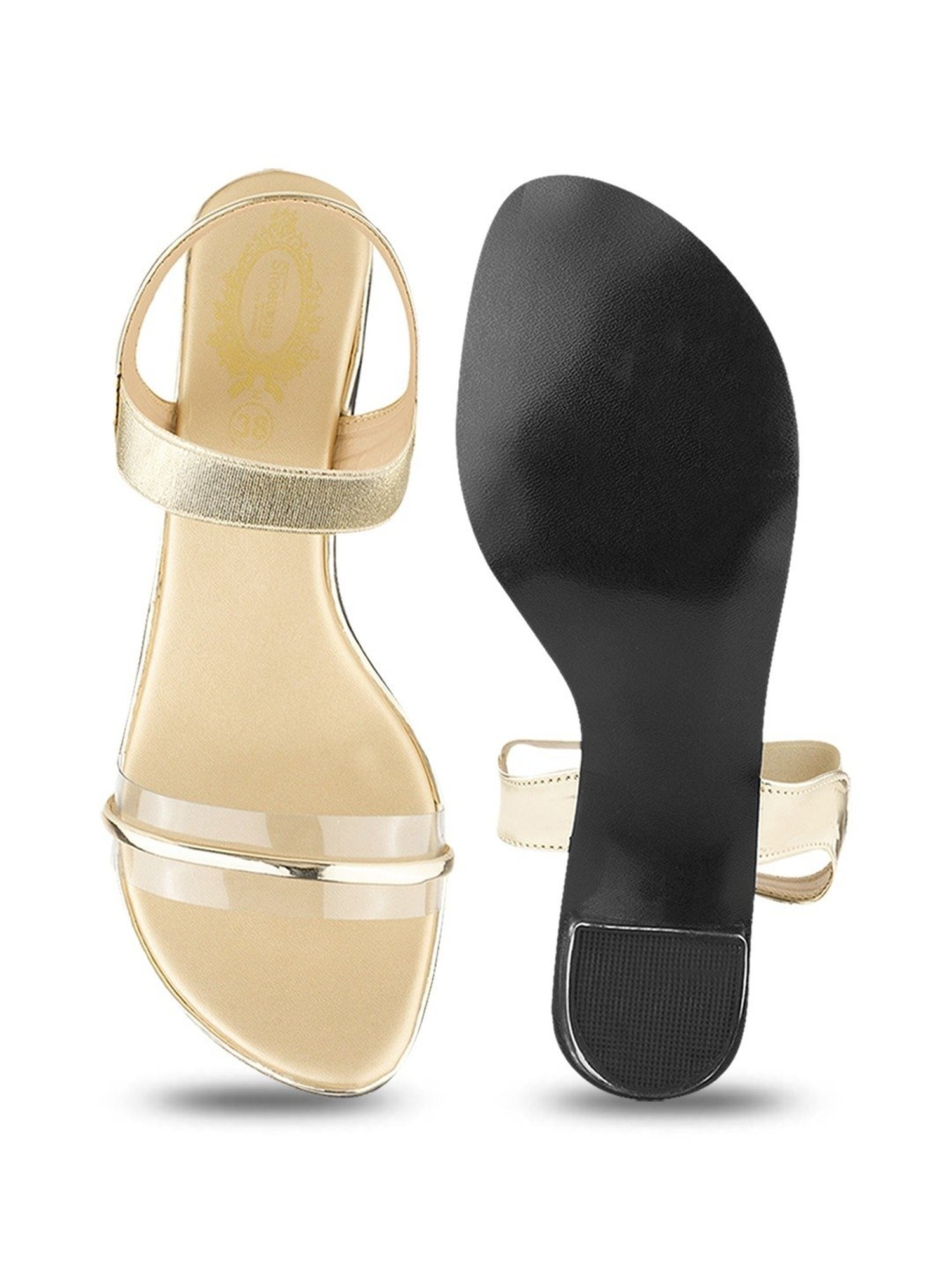 Shoetopia Women's Gold Ankle Strap Sandals