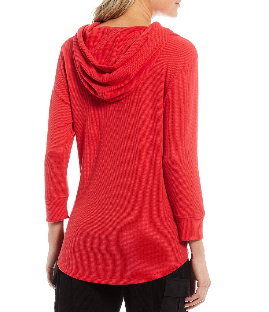 Calvin Klein Round Hem Lightweight Waffle Knit Coordinating Hoodie