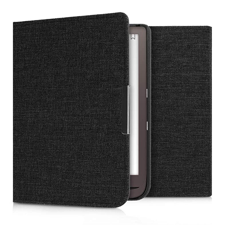Case Compatible with Pocketbook InkPad 33 Pro Book Style Fabric eReader Cover Flip Folio Case Fabric Dark Grey