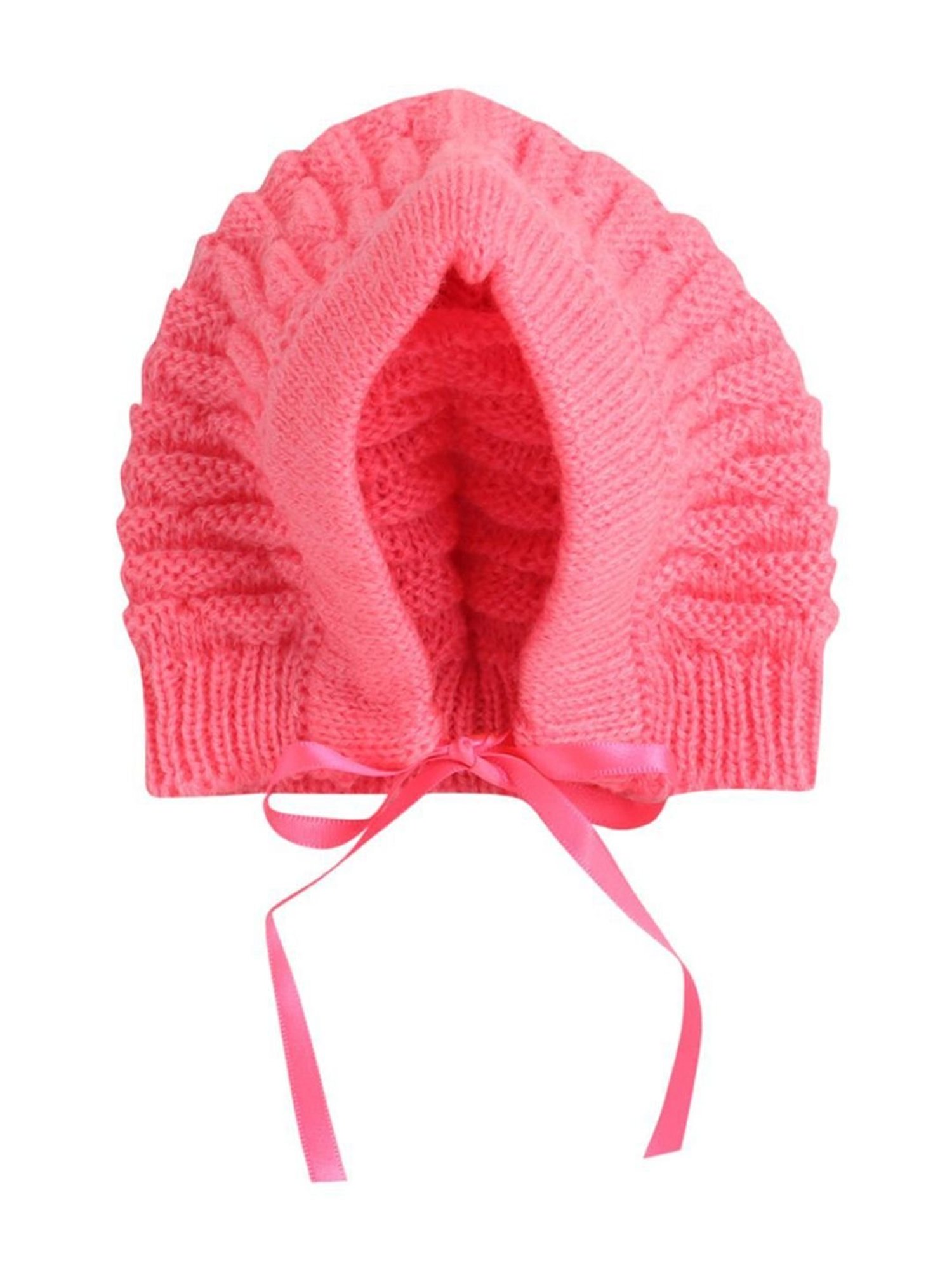 Little Angels Kids Pink Textured Pattern Full Sleeves Sweater Set