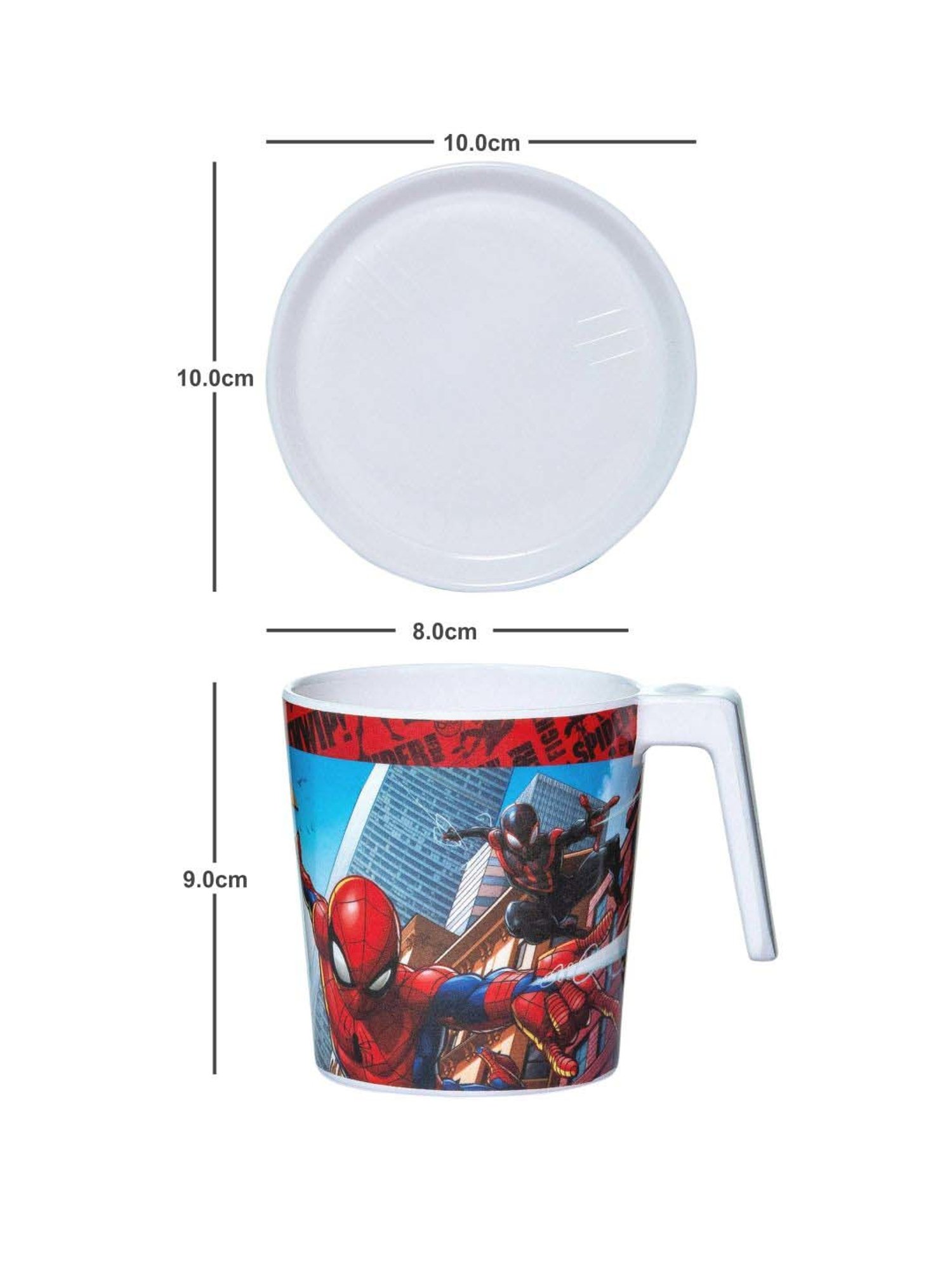 Servewell Spiderman Multicolor Melamine Laura Mug Large Kids Set (0.32 L) - Set of 4