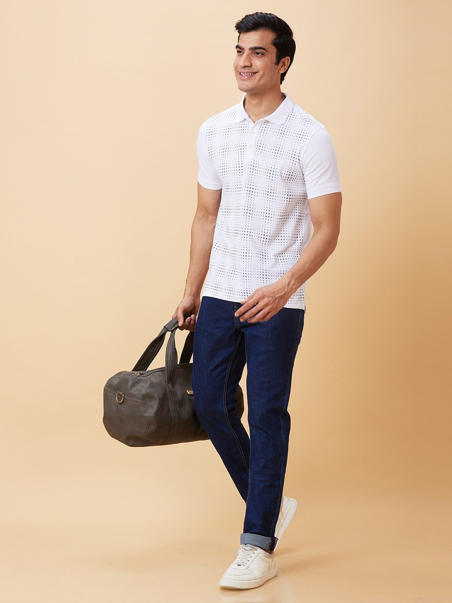 Being Human White Regular Fit Printed Polo T-Shirt