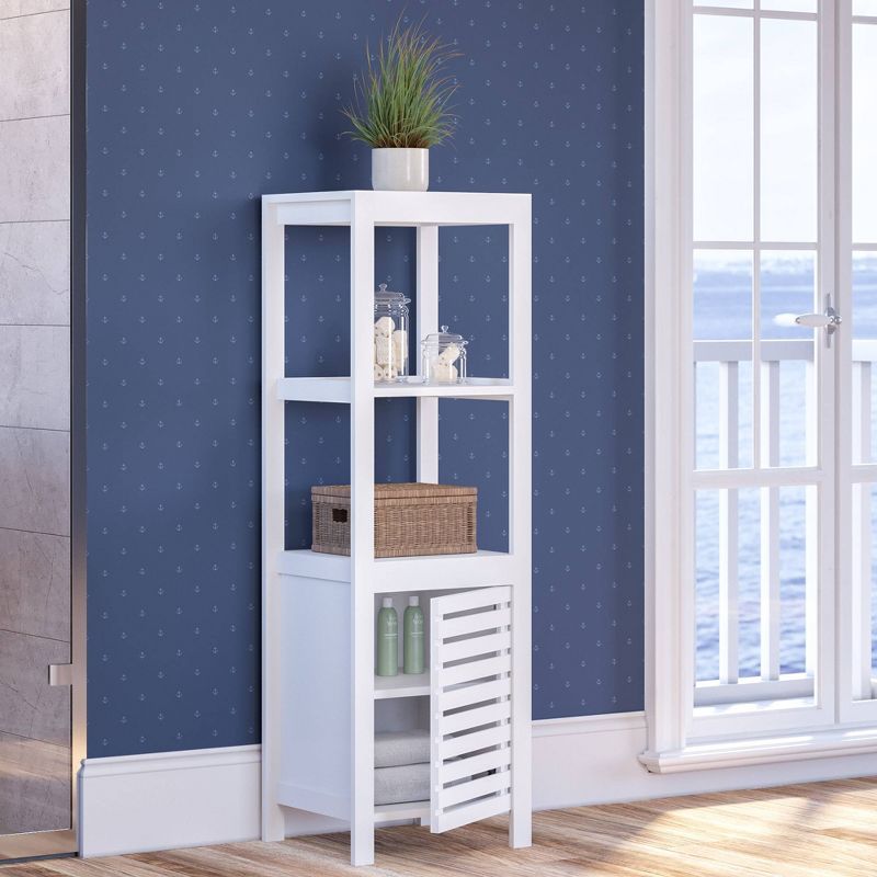Slatted Door Storage Tower White - RiverRidge Home