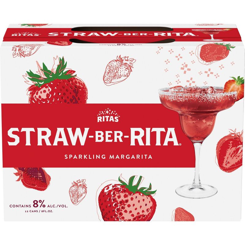 Ritas Straw-Ber-Rita Sparkling Margarita - 12pk/8 fl oz Cans