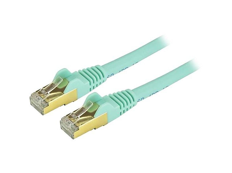 StarTech 10ft Aqua Cat6a Shielded Patch Cable, Cat6a Ethernet Cable, 10 ft Cat C6ASPAT10AQ