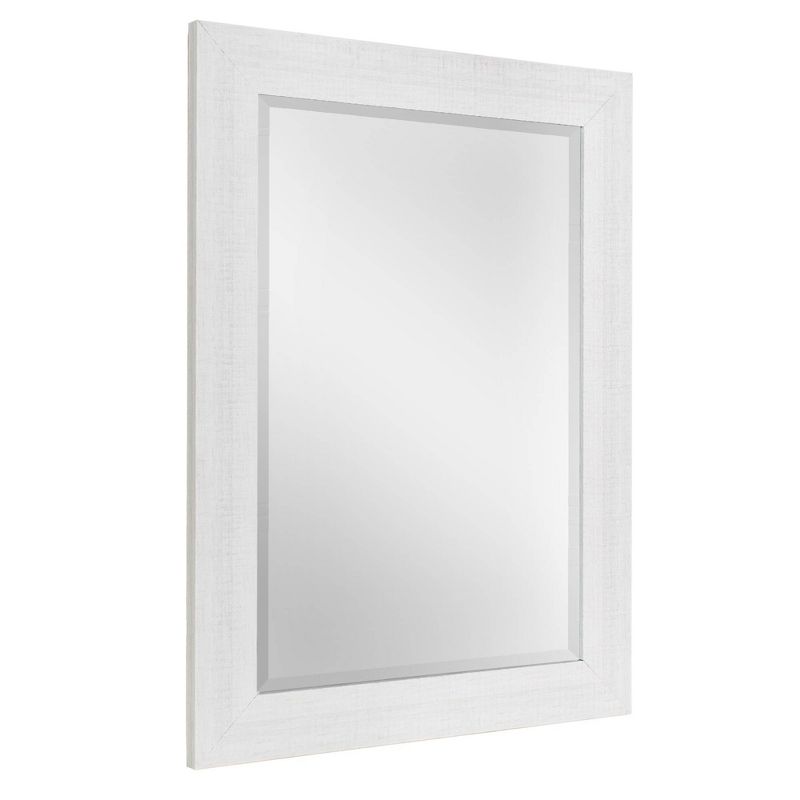29.5" x 35.5" Textured Wash Plank Frame Mirror White - Head West