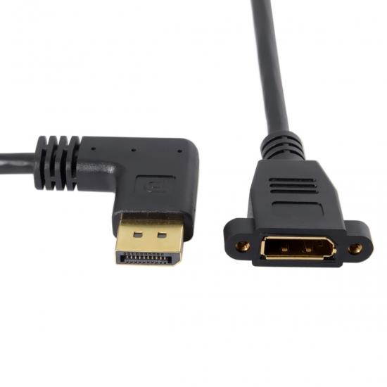 Cablecc DisplayPort Display Port Male to Female 90 Degree Right Down Angled Extension Cable