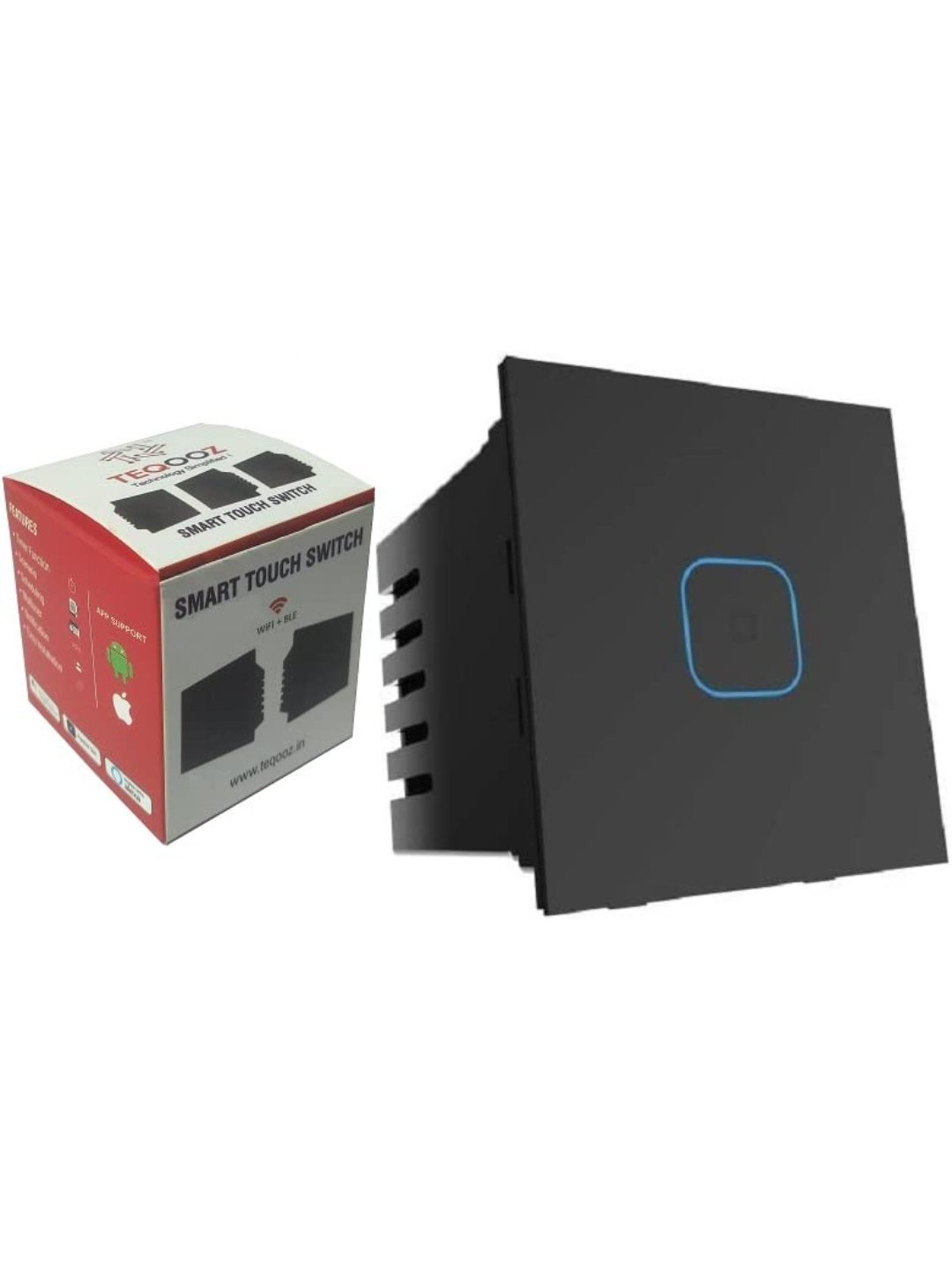 Teqooz 24Amp Smart Wi-Fi plus Bluetooth Touch Switch (Black)